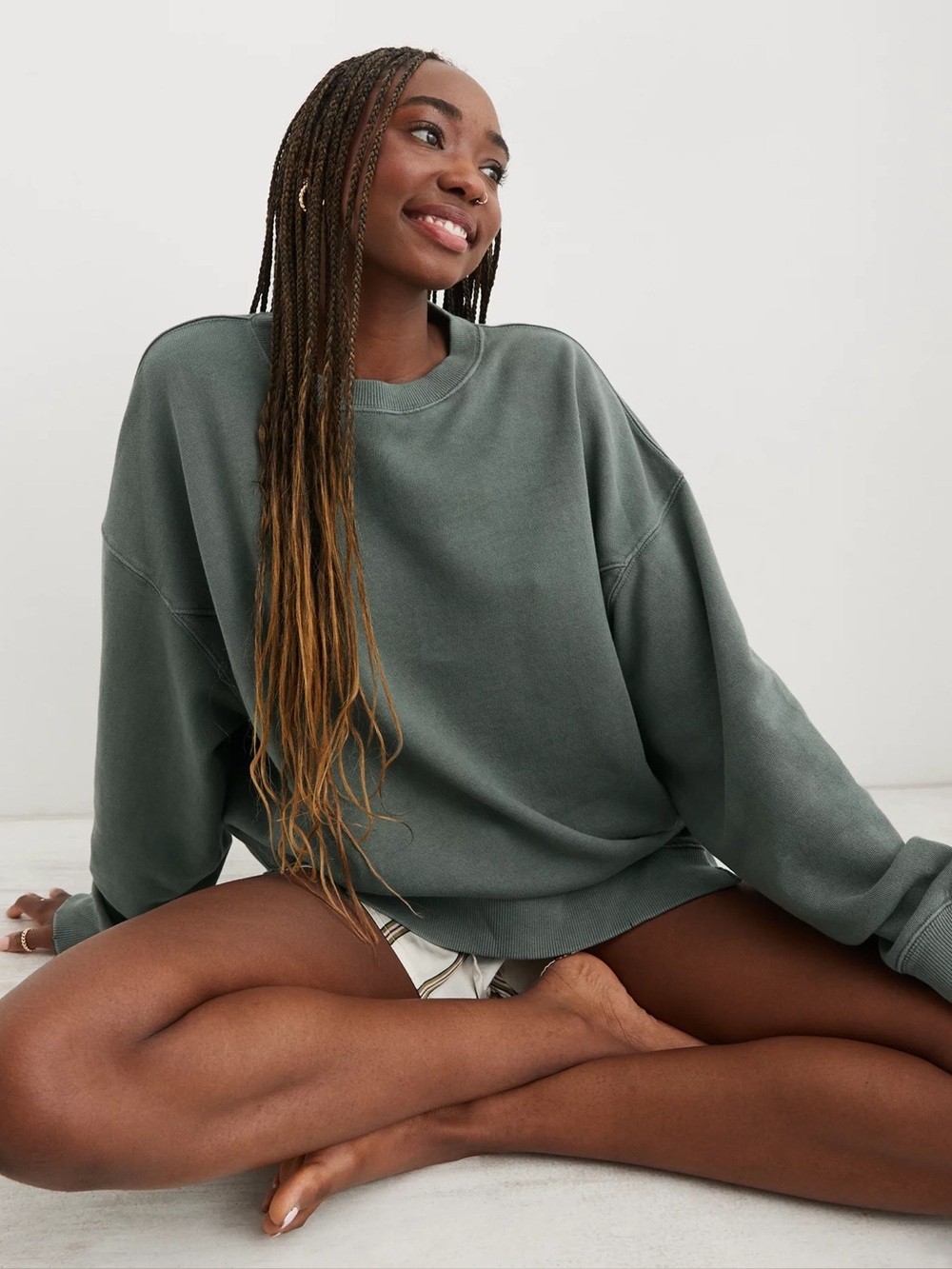 Aerie XS The Chill Crew Neck Fleece Sweater